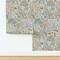Animals Plants Scandinavian Block Print Rustic Nursery Folk Art Forest Nature Trees Fox Chicken Squirrel Rabbit Birds Fruit Flora Fauna Custom Pre-pasted Wallpaper by Spoonflower Pre-Pasted Wallpaper 2FT Wide